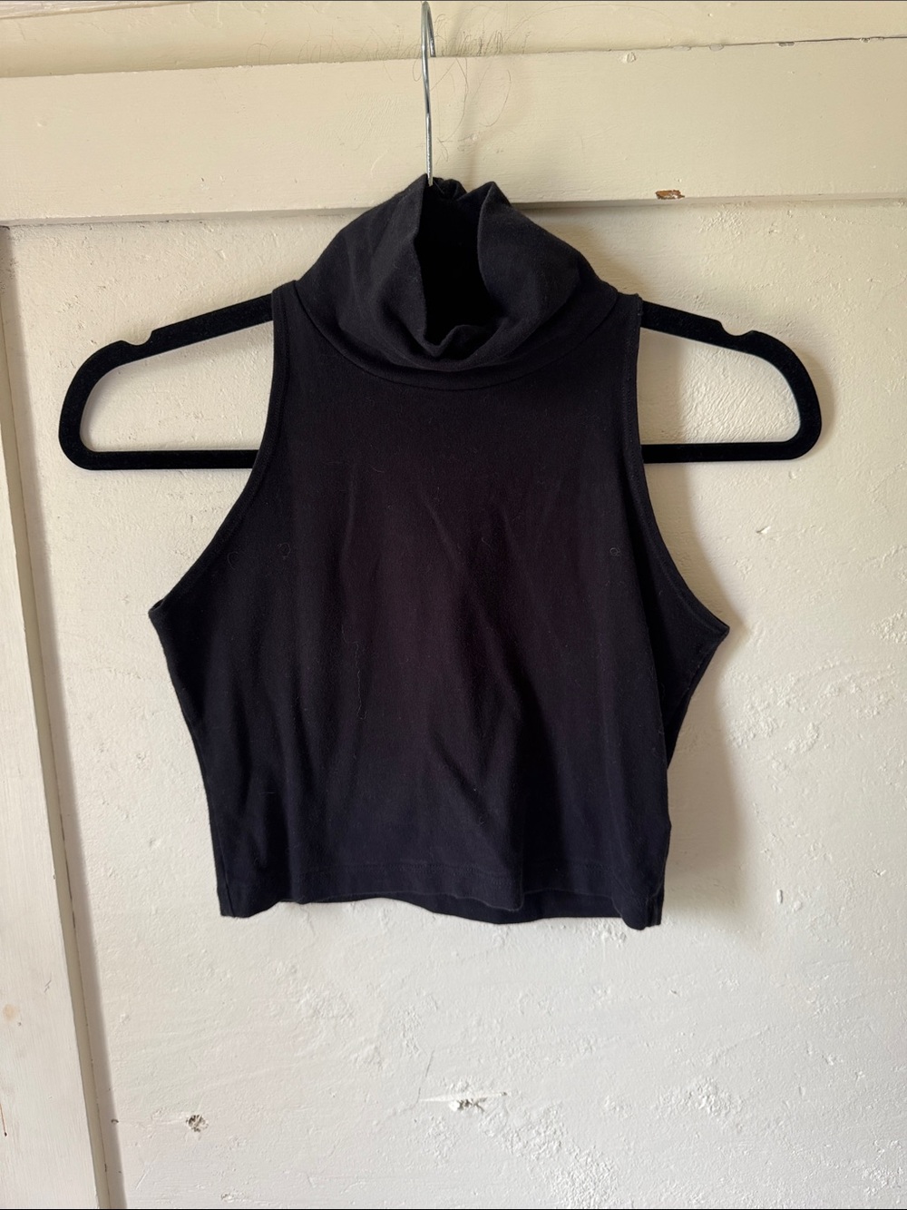 American Apparel Black Sleeveless Turtleneck Crop Camisole